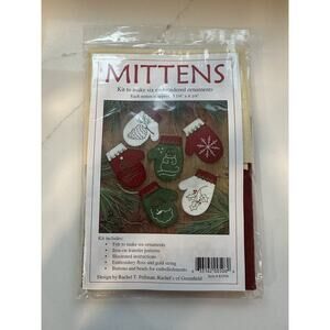 Rachel's of Greenfield Kit 6 Mittens Embroidered Christmas Ornaments K0508